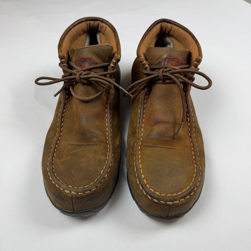 Twisted X Mens Steel Toe Driving Moc Work Boots Brown Leather WDMST01 Size 7.5 M
